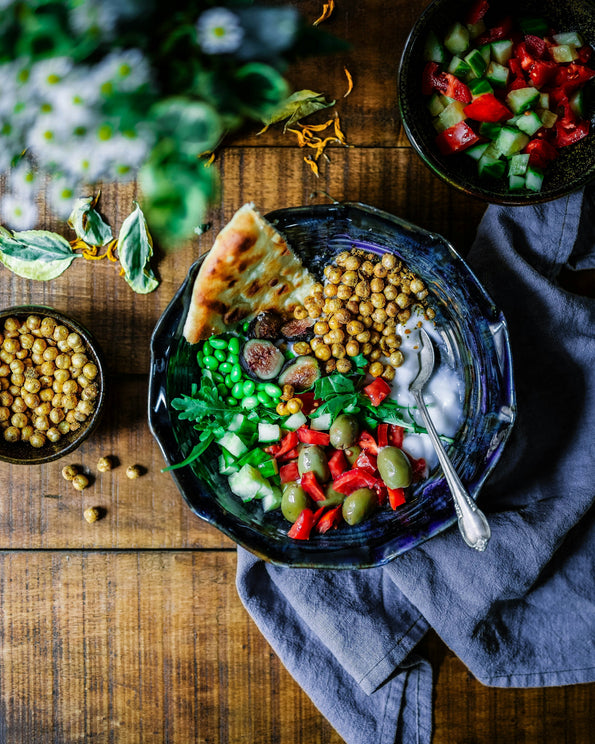 Mediterranean foods in a bowl