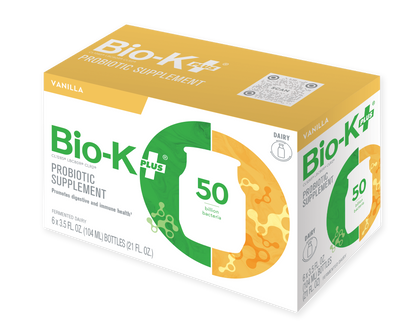 6-pack of Bio-K+ Vanilla FERMENTED DAIRY DRINKABLE PROBIOTIC