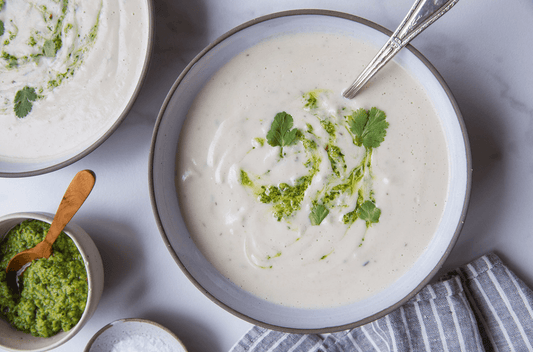 Sunchoke Soup with Cilantro Pesto - Root for you gut!