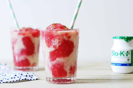 Watermelon Float with Lime, Raspberries and Bio-K+