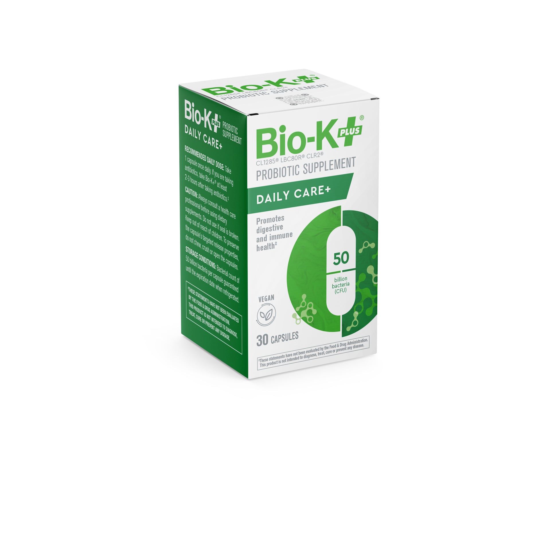 Daily Care+ 50 Billion VEGAN PROBIOTIC CAPSULES Box - Bio-K+