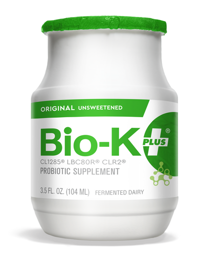 Bottle of Bio-K+ Original Unsweetened FERMENTED DAIRY DRINKABLE PROBIOTIC