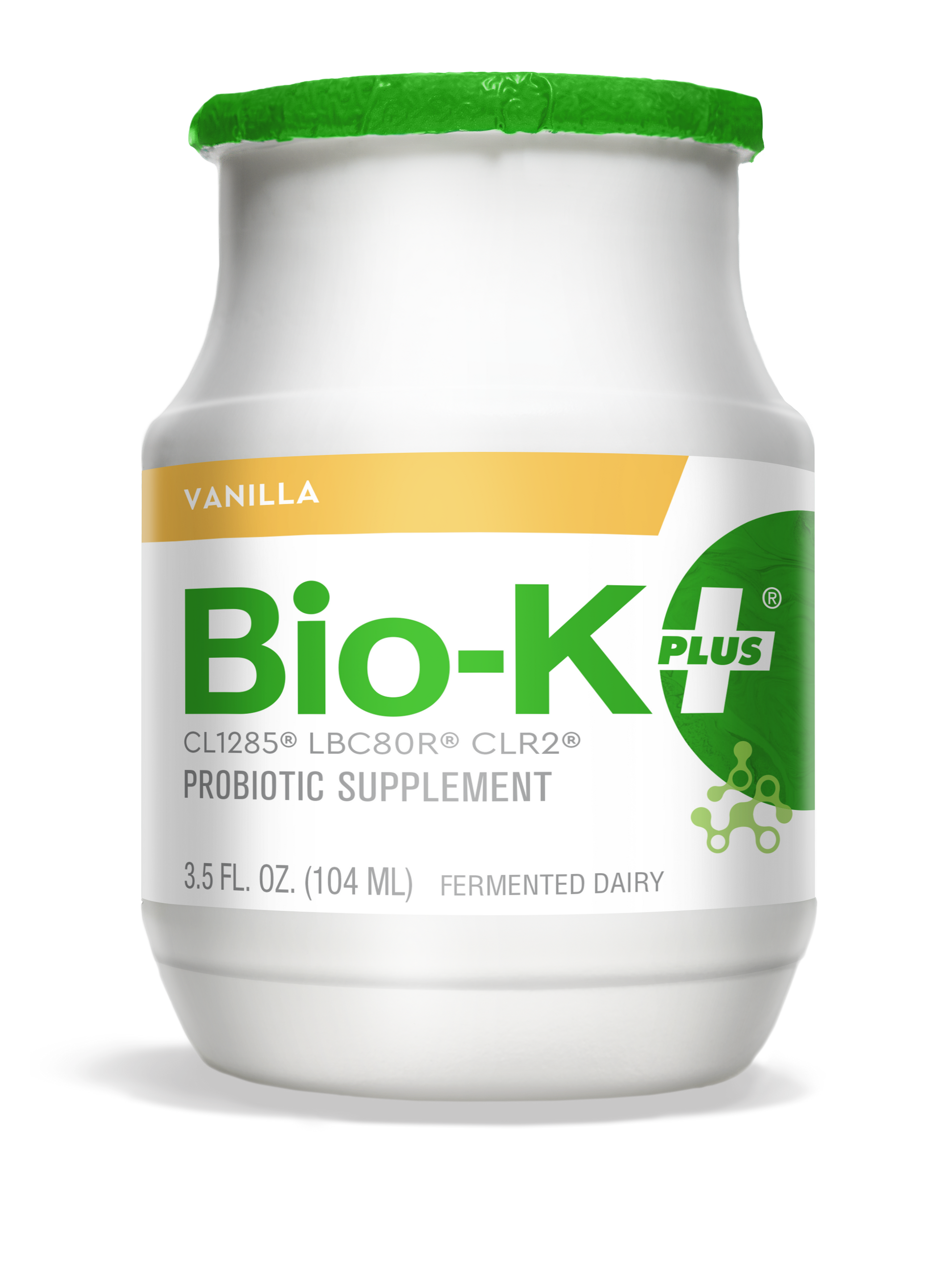 Bottle of Bio-K+ Vanilla FERMENTED DAIRY DRINKABLE PROBIOTIC